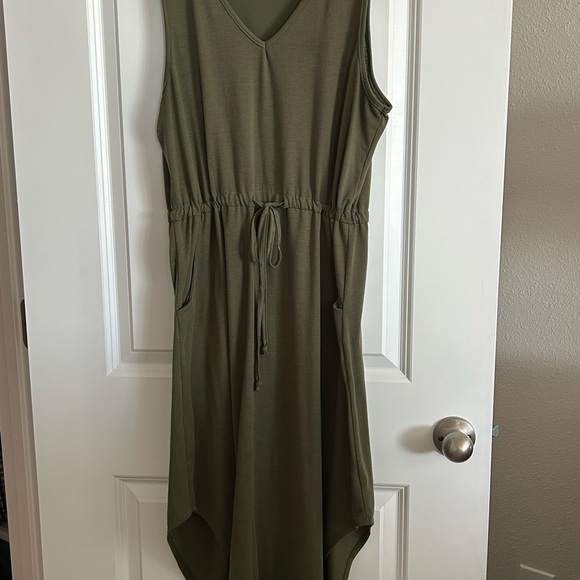 dressbarn Dresses & Skirts - dressbarn Olive Green High Low Dress with tie front